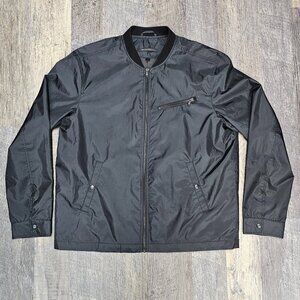 John Varvatos USA Flight Bomber Jacket Full Zip Windbreaker Black Men's Large
